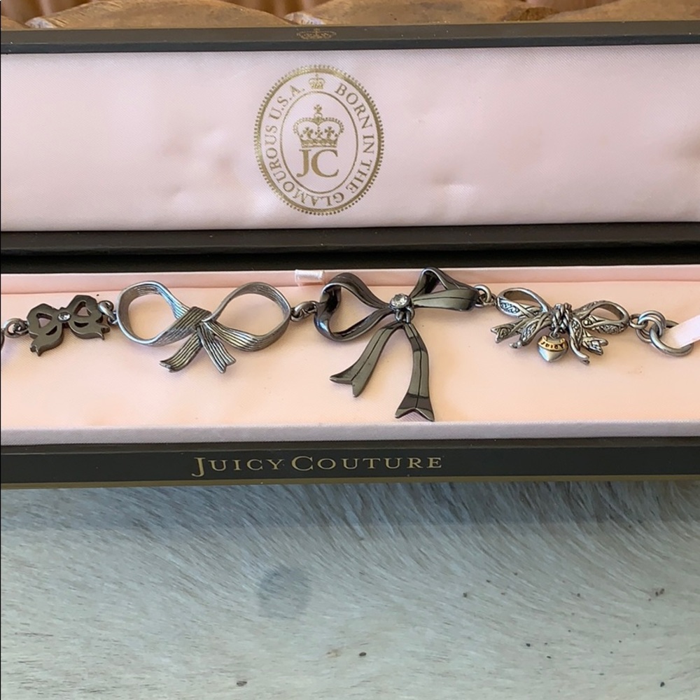 Juicy Couture Bow Charm Bracelet New in Box Silver Tone Y2K Glam